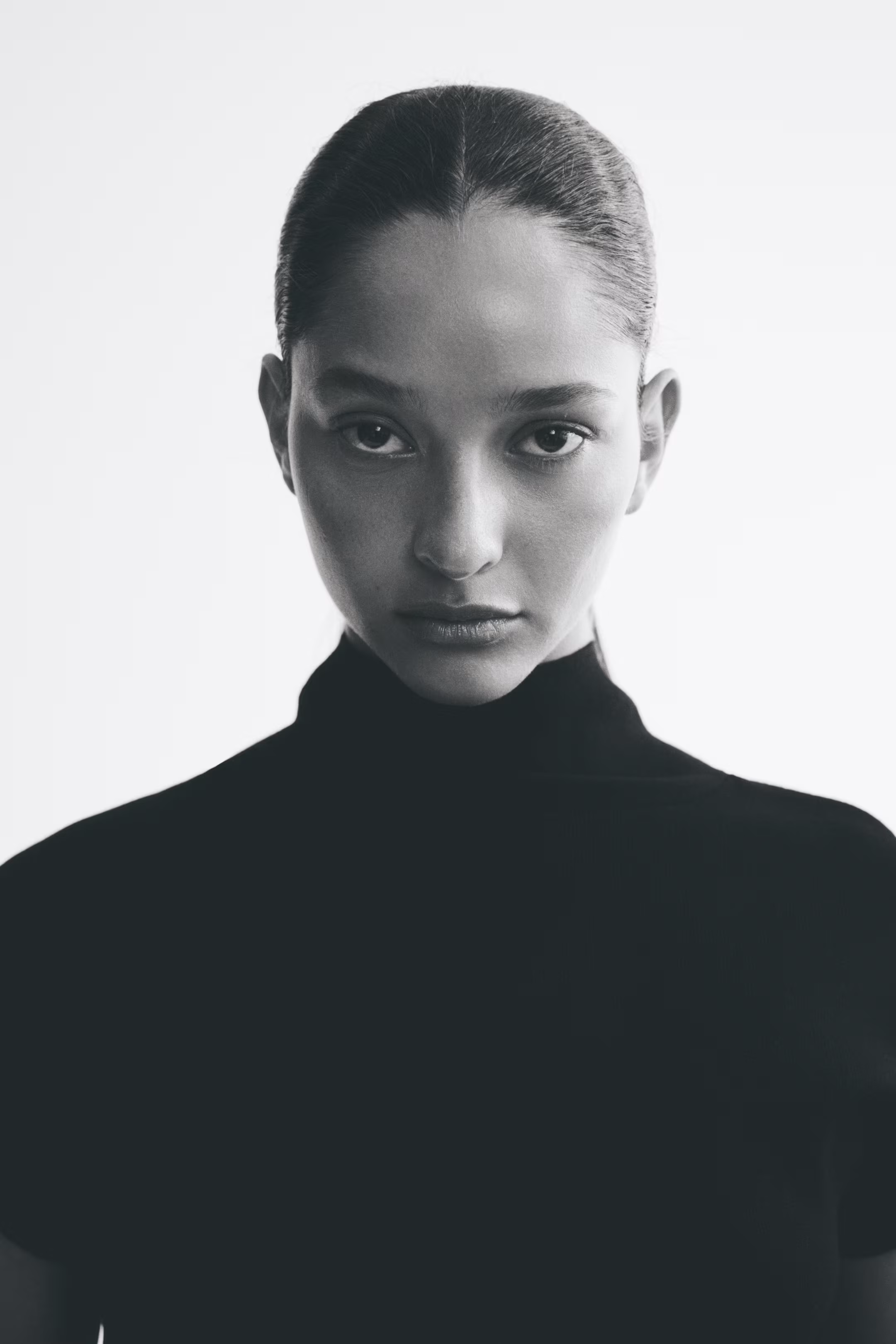 Fine-knit turtleneck top