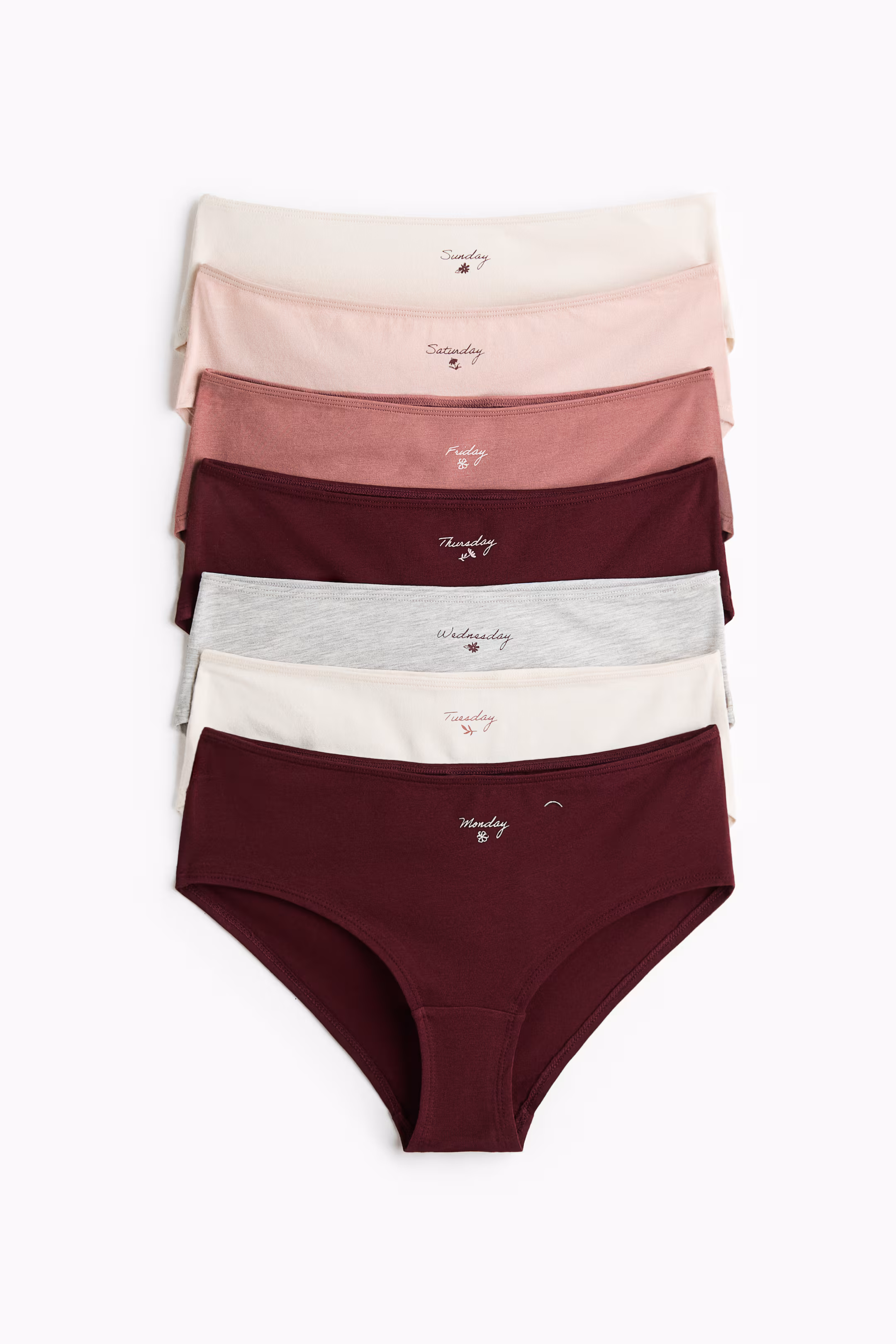 Burgundy/Days of the Week